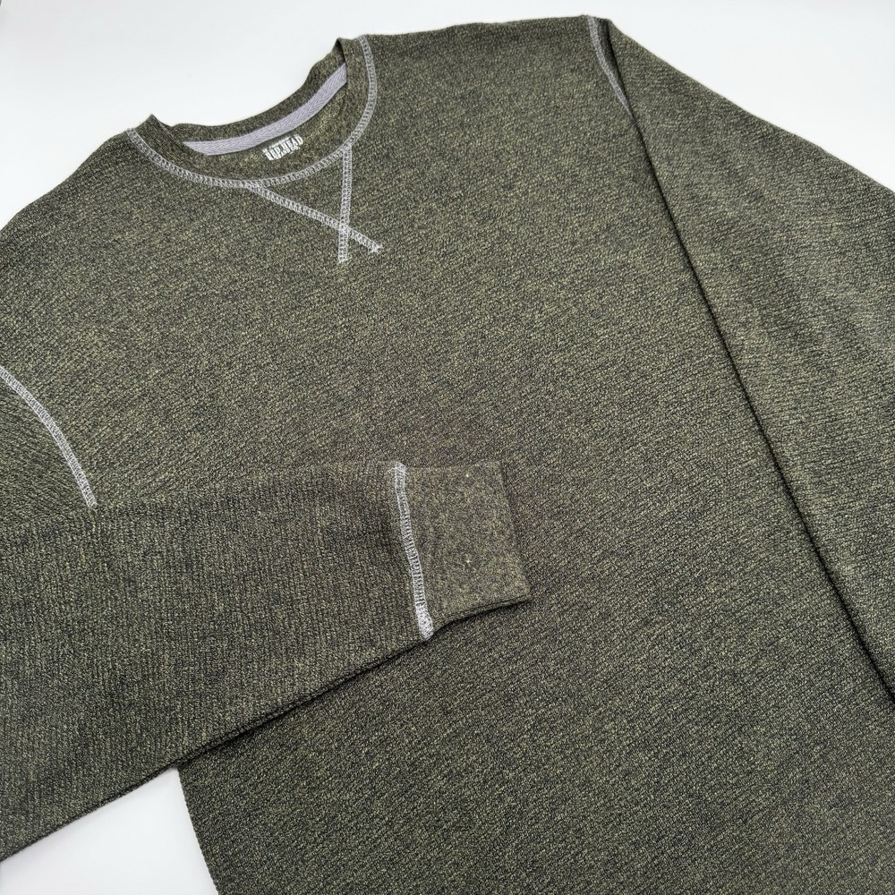 RedHead Brand Co. Men's Large GREEN Waffle Knit Long Sleeve Henley Shirt